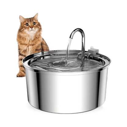 Stainless Steel Pet Water Feeder Cat Dog Automatic Filter Fountain