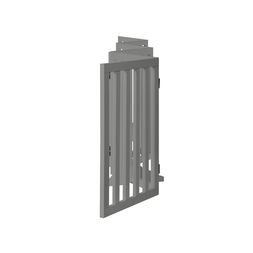 Grey Wooden Pet Gate Safety Stair Barrier with 6 Panels