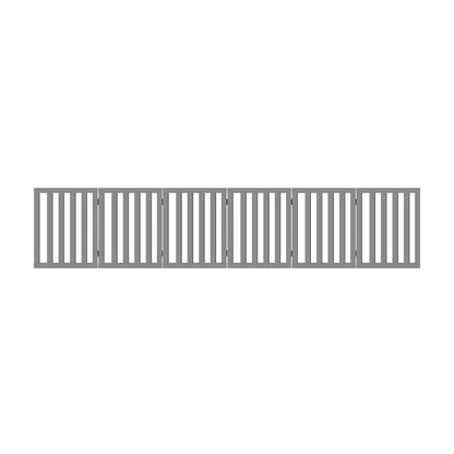 Grey Wooden Pet Gate Safety Stair Barrier with 6 Panels
